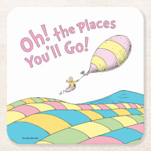 Oh! The Places You'll Go! Girl Birthday Square Paper Coaster