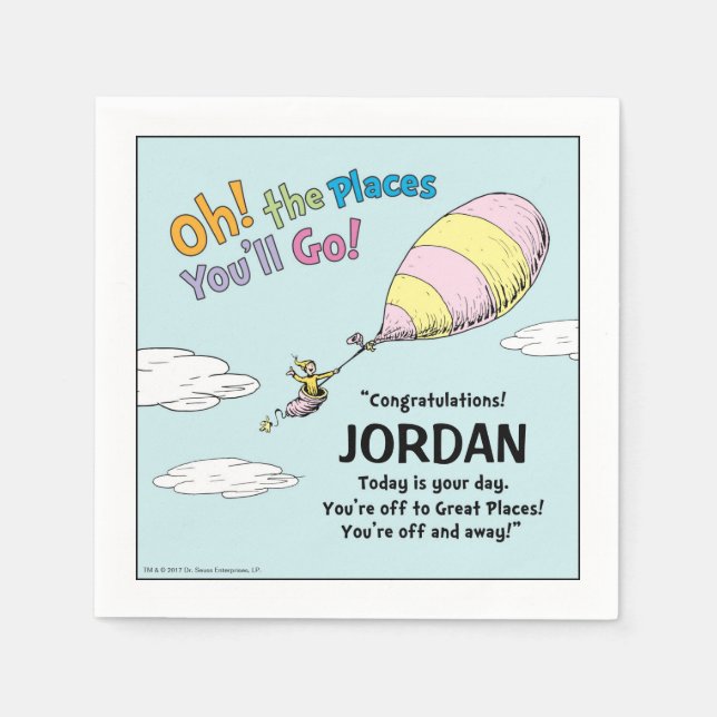Oh, The Places You'll Go! Graduation Announcement Napkin (Front)