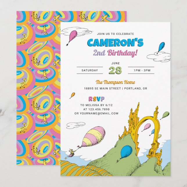 Oh, The Places You'll Go Kids Birthday Invitation (Front/Back)