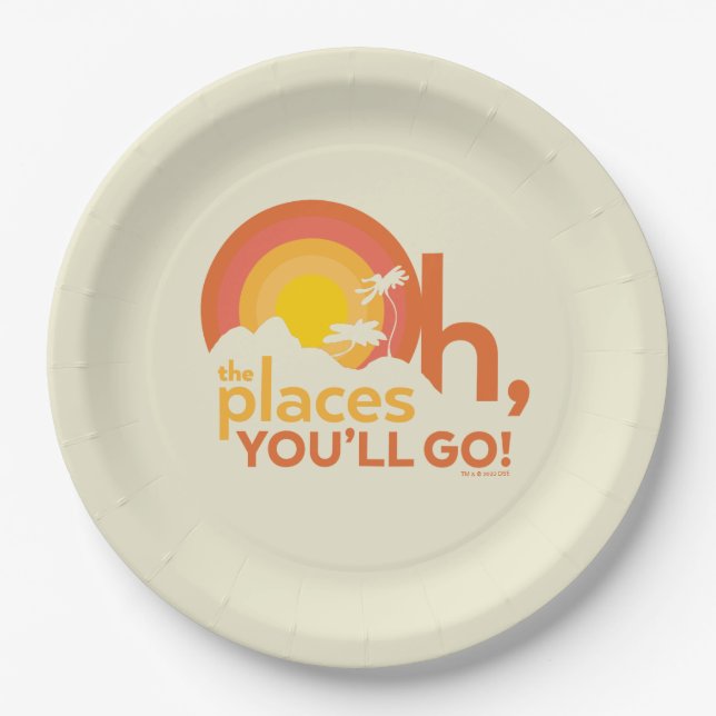 Oh, The Places You'll Go! Landscape Typography Paper Plate (Front)