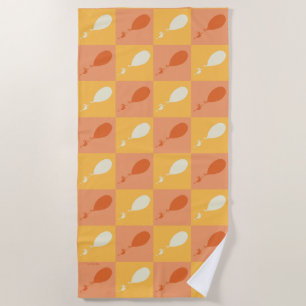 Oh, the Places You'll Go   Orange Block Pattern Beach Towel