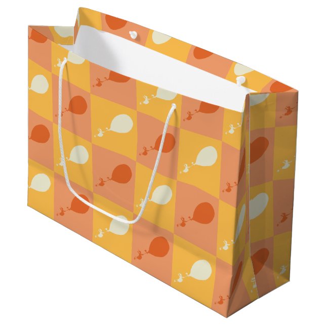 Oh, the Places You'll Go | Orange Block Pattern Large Gift Bag (Front Angled)