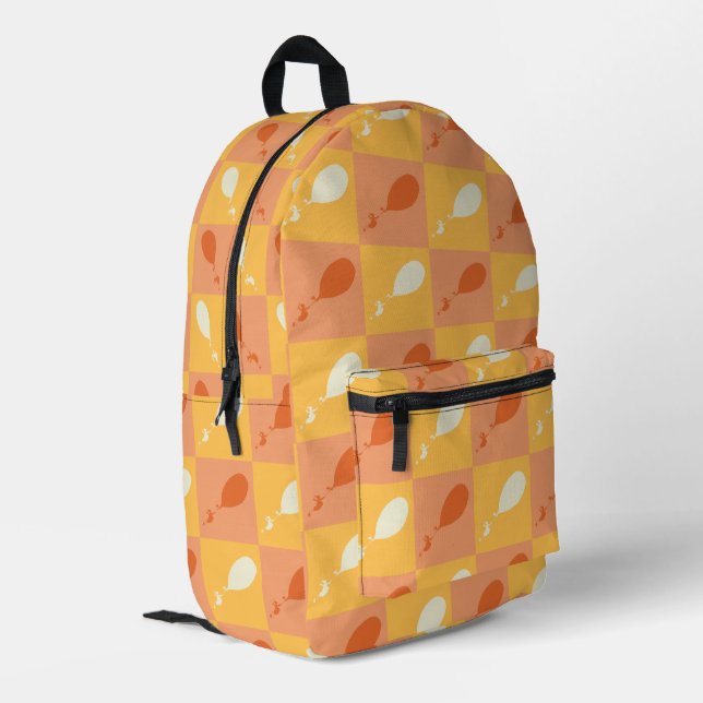 Oh, the Places You'll Go | Orange Block Pattern Printed Backpack (Back Corner Left)