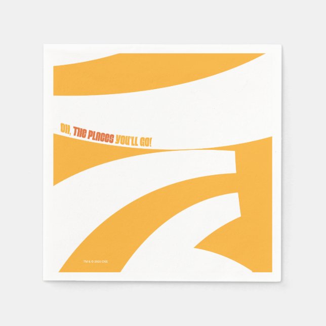 Oh, The Places You'll Go! Orange Swirls Napkin (Front)