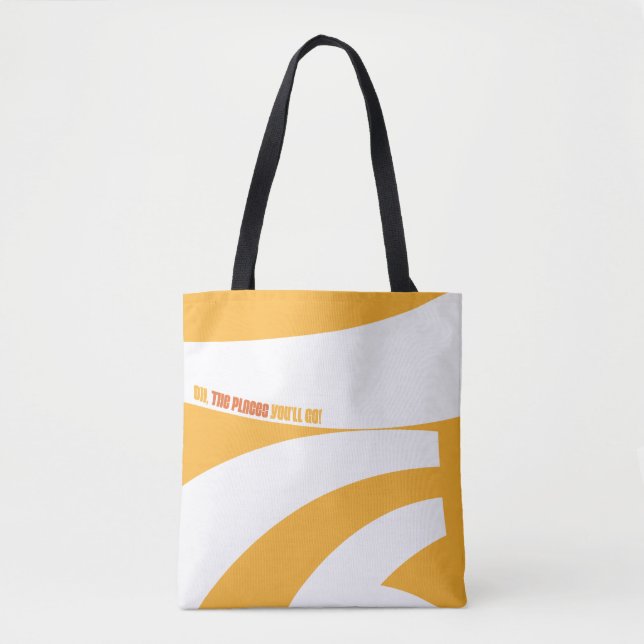 Oh, The Places You'll Go! Orange Swirls Tote Bag (Front)