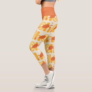 Oh, the Places You'll Go Orange Text Pattern Capri Leggings