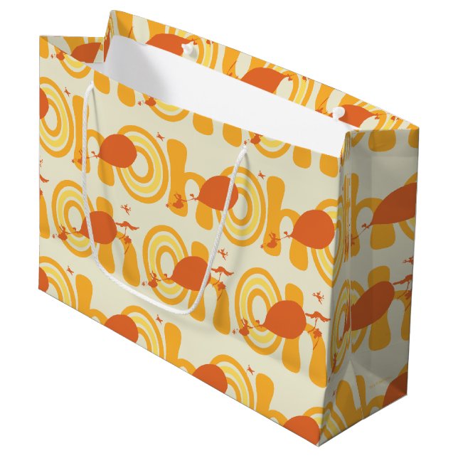 Oh, the Places You'll Go | Orange Text Pattern Large Gift Bag (Front Angled)