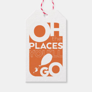 Oh, The Places You'll Go! Orange Typeography Gift Tags