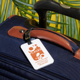 Oh, The Places You'll Go! Orange Typeography Luggage Tag