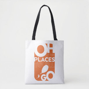 Oh, The Places You'll Go! Orange Typeography Tote Bag