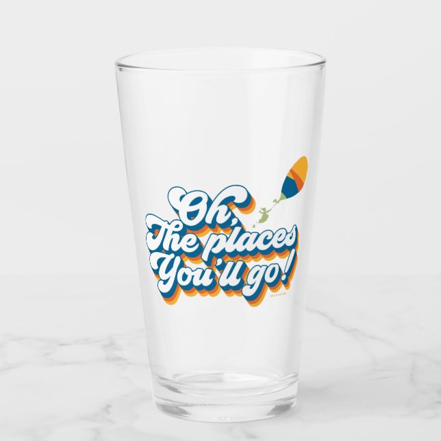 Oh, The Places You'll Go! Quote with Balloon Glass (Front)