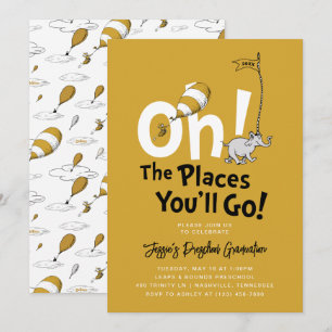 Oh, The Places You'll Go! Retro Gold Graduation Invitation