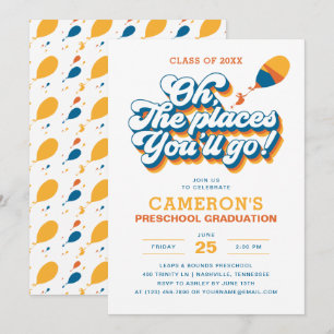 Oh, The Places You'll Go! Retro Graduation Invitation