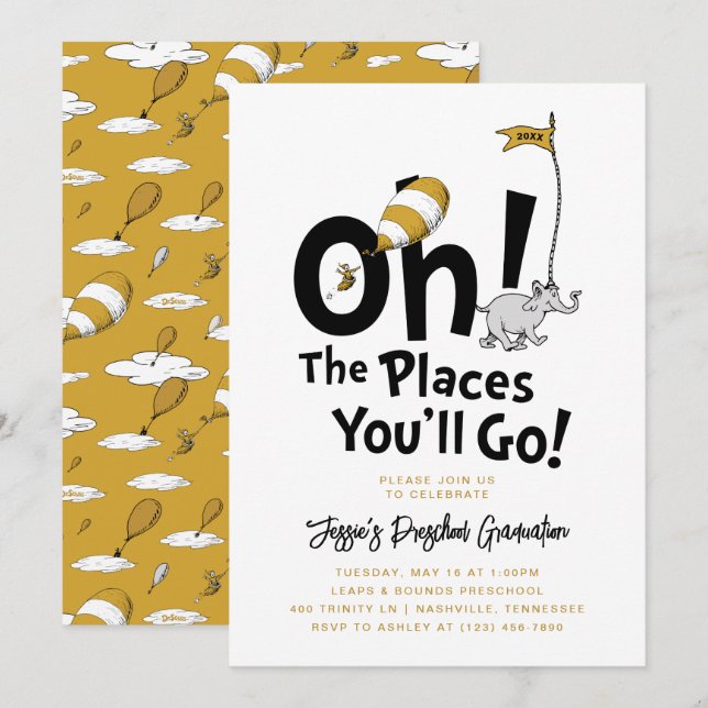 Oh, The Places You'll Go! Retro Graduation Invitation (Front/Back)