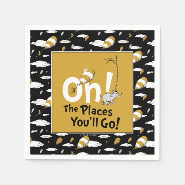 Oh, The Places You'll Go! Retro Graduation Napkin (Front)