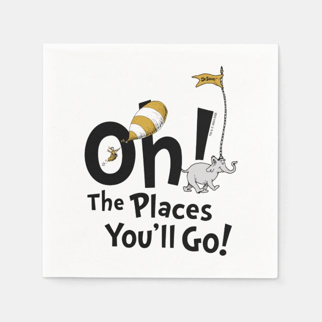Oh, The Places You'll Go! Retro Graduation Napkin (Front)