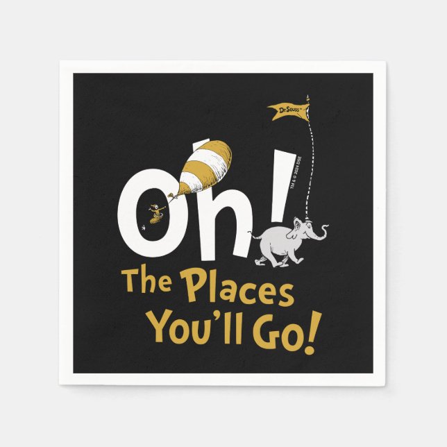 Oh, The Places You'll Go! Retro Graduation Napkin (Front)