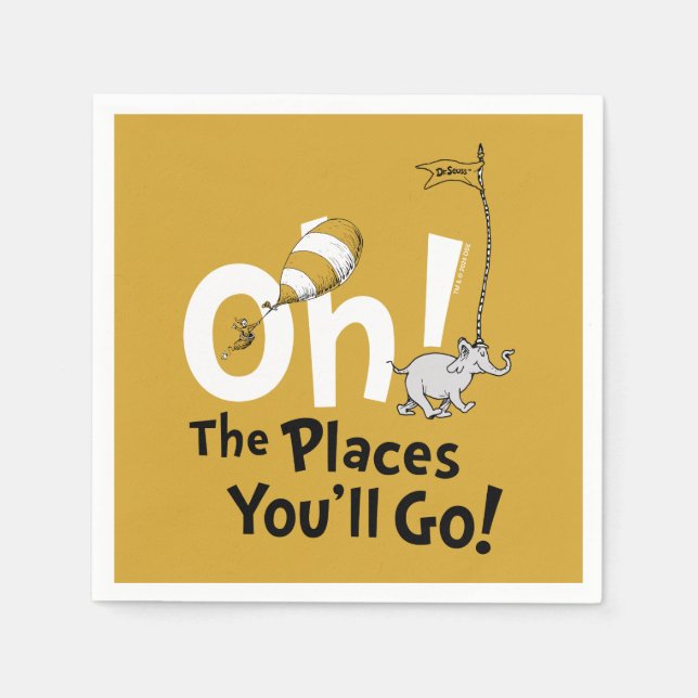 Oh, The Places You'll Go! Retro Graduation Napkin (Front)