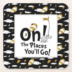 Oh, The Places You'll Go! Retro Graduation Square Paper Coaster