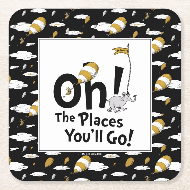 Oh, The Places You'll Go! Retro Graduation Square Paper Coaster (Front)