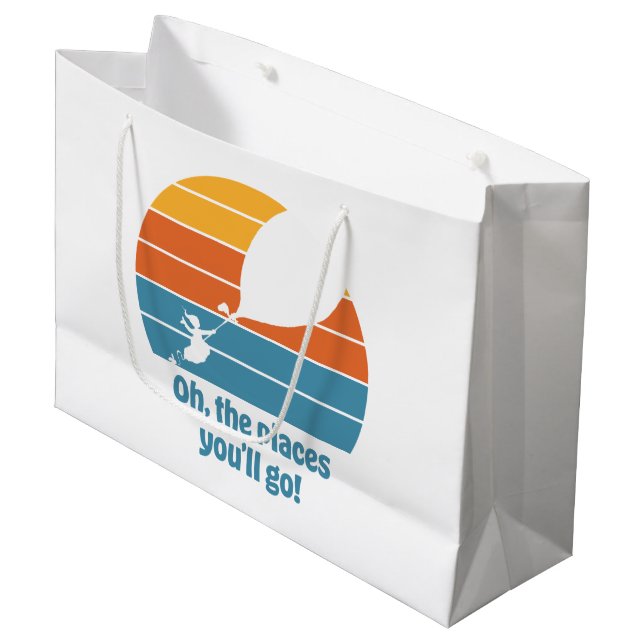 Oh, The Places You'll Go! Retro Sunset Large Gift Bag (Front Angled)