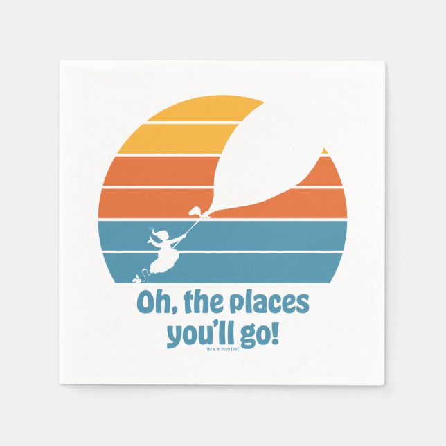 Oh, The Places You'll Go! Retro Sunset Napkin (Front)