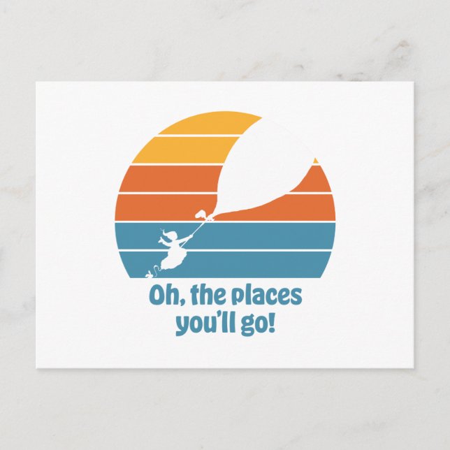 Oh, The Places You'll Go! Retro Sunset Postcard (Front)