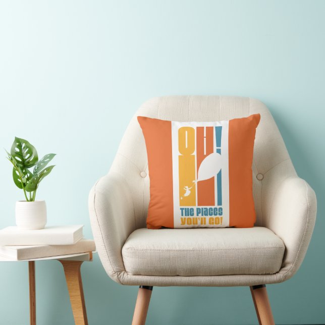 Oh, The Places You'll Go! Tall Retro Typography Cushion (Chair)
