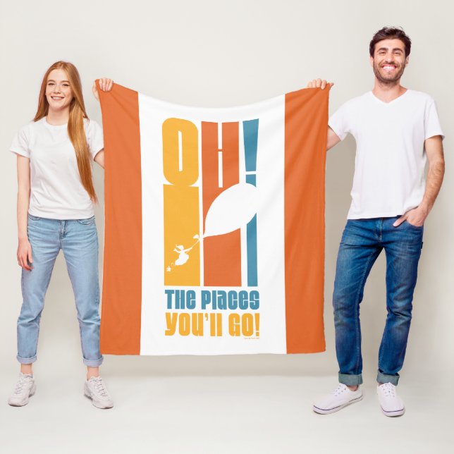 Oh, The Places You'll Go! Tall Retro Typography Fleece Blanket (In Situ)