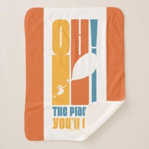 Oh, The Places You'll Go! Tall Retro Typography Sherpa Blanket