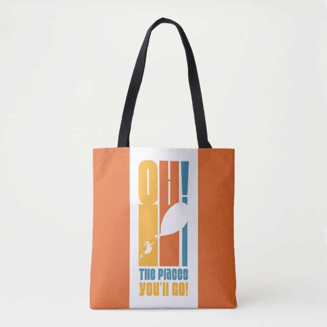 Oh, The Places You'll Go! Tall Retro Typography Tote Bag (Front)