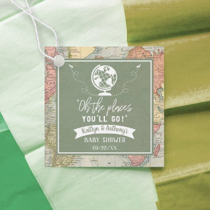 "Oh The Places You'll Go!" Travel Map Baby Shower Favour Tags