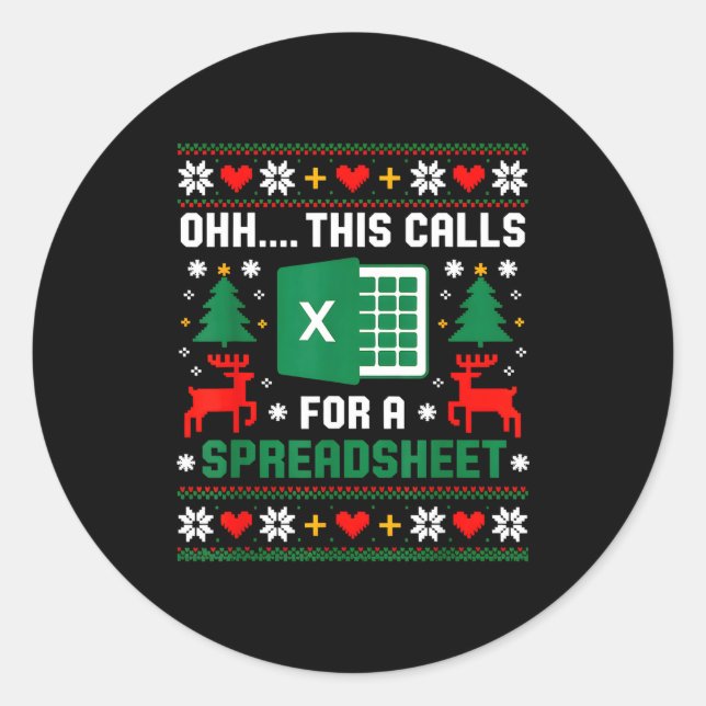 Oh This Calls For A Spreadsheet Christmas Santa Ex Classic Round Sticker (Front)