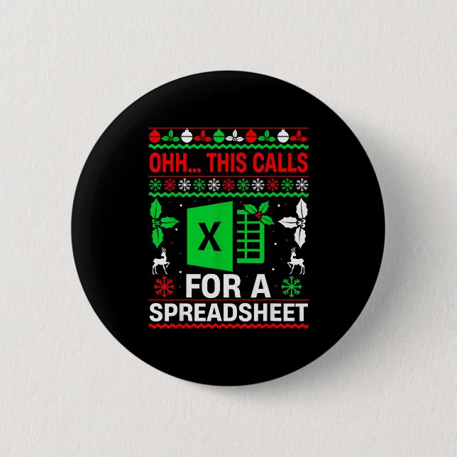 Oh This Calls For A Spreadsheet Christmas Sweater  6 Cm Round Badge (Front)