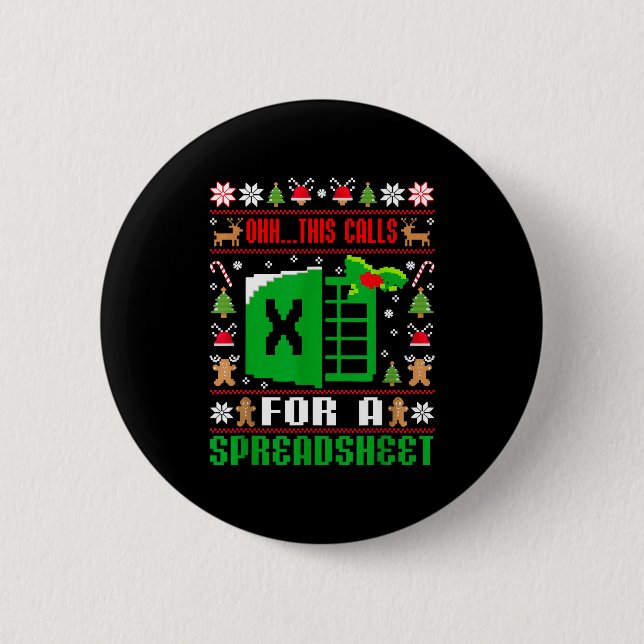 Oh This Calls For A Spreadsheet Christmas Sweater  6 Cm Round Badge (Front)