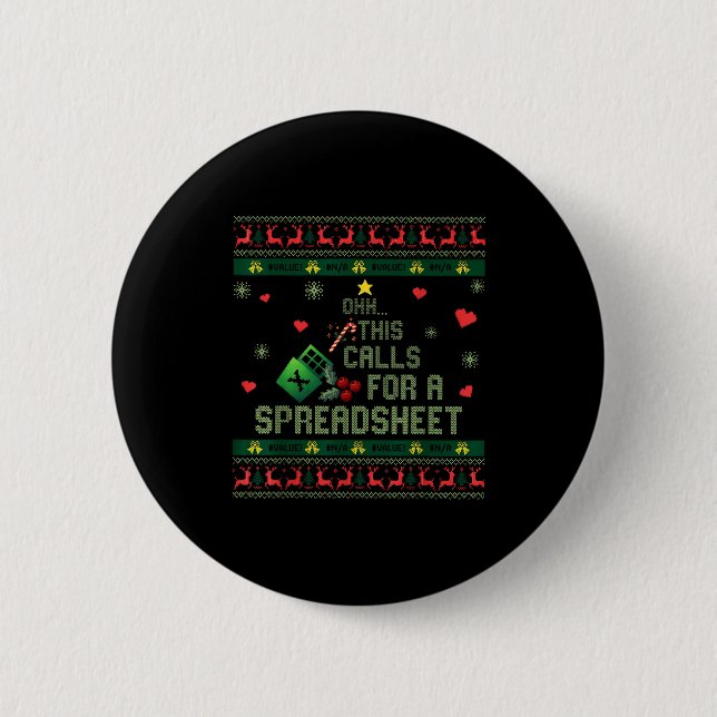 Oh This Calls For A Spreadsheet Christmas Sweater  6 Cm Round Badge (Front)