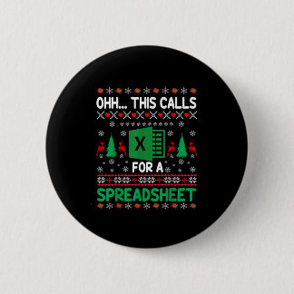 Oh This Calls for a Spreadsheet Christmas Sweater 6 Cm Round Badge