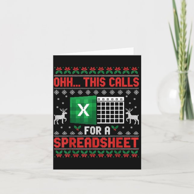 Oh This Calls For A Spreadsheet Christmas Sweater  Card (Front)