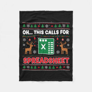 Oh This Calls For A Spreadsheet Christmas Sweater Fleece Blanket