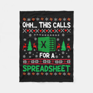 Oh This Calls For A Spreadsheet Christmas Sweater Fleece Blanket