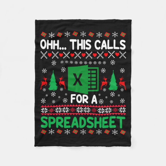 Oh This Calls For A Spreadsheet Christmas Sweater  Fleece Blanket (Front)