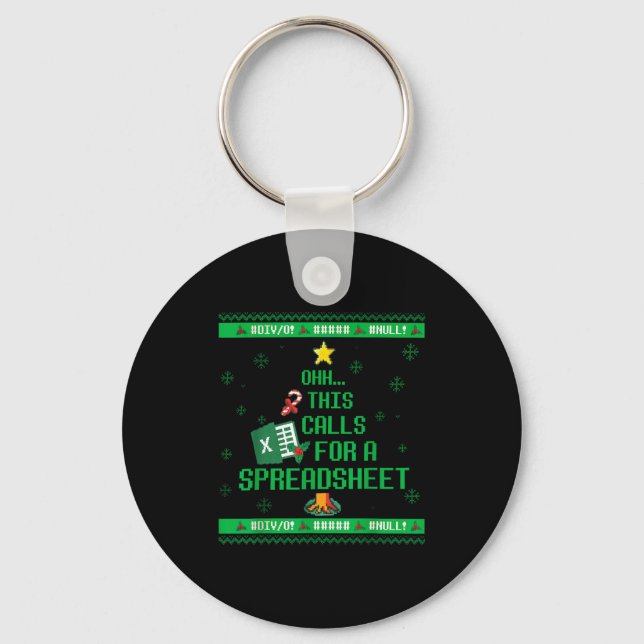 Oh This Calls For A Spreadsheet Christmas Sweater  Key Ring (Front)