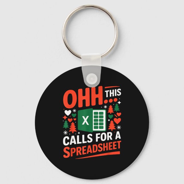 Oh This Calls For A Spreadsheet Christmas Sweater  Key Ring (Front)