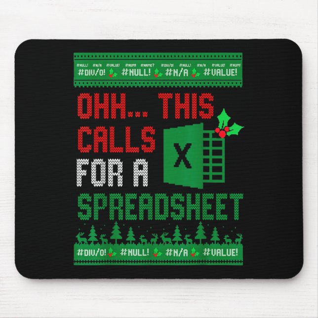 Oh This Calls For A Spreadsheet Christmas Sweater  Mouse Mat (Front)