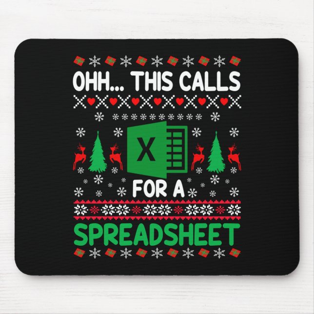 Oh This Calls For A Spreadsheet Christmas Sweater  Mouse Mat (Front)