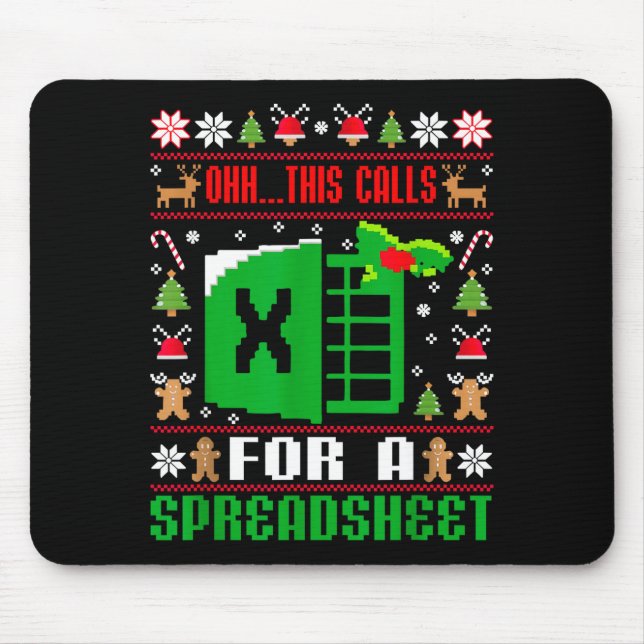 Oh This Calls For A Spreadsheet Christmas Sweater  Mouse Mat (Front)