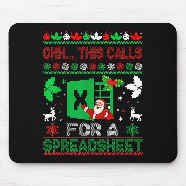 Oh This Calls For A Spreadsheet Christmas Sweater  Mouse Mat (Front)
