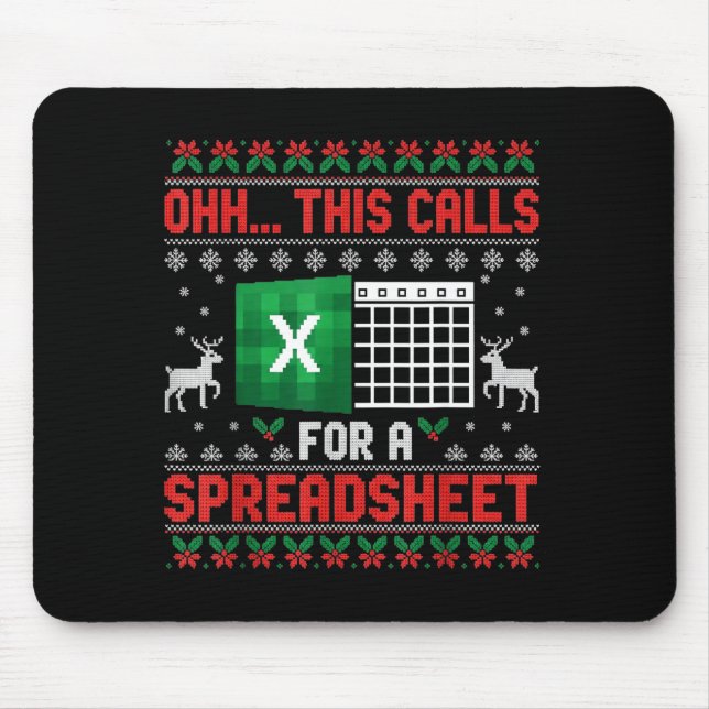 Oh This Calls For A Spreadsheet Christmas Sweater  Mouse Mat (Front)