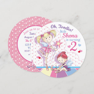 Oh, Twodles, Cute Ballet Girls, Age 2 Invitation
