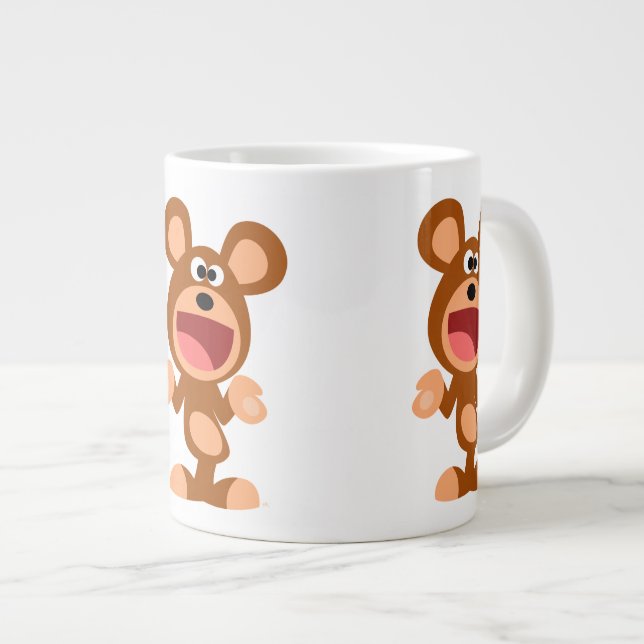 'Oh well...' Cute Shrugging Cartoon Bear Large Coffee Mug (Front Right)